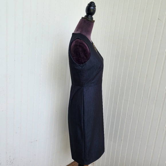 Calvin Klein Womens Blue Denim Chambray Sleeveless Sheath Midi Dress Bodycon 4 - Picture 5 of 16